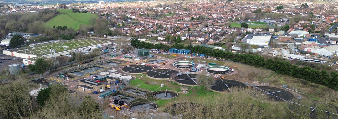 Aerial view of Yeovil Pen Mill Water Recycling Centre