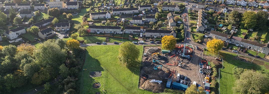 Aerial view of Chippenham and the works taking place