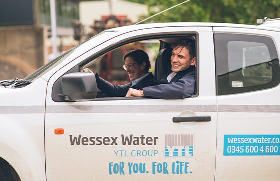 Wessex Water employees in a van
